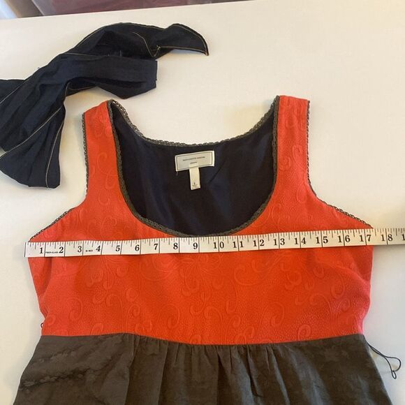 Anthropologie Moulinette Soeurs Orange & Olive Floral Imprint Colorblock Dress - Picture 11 of 14